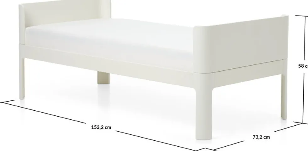 Lit simple pour enfant en bois contreplaqué crème 70x150cm Nova - Flexa
