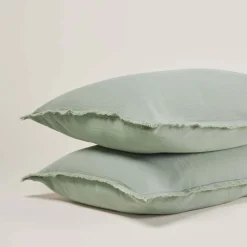Lot De 2 Taies D'oreiller Lou Vert Sauge - Madura