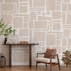2 lés de papier peint intissé beige 96x270cm Dédales - Edito