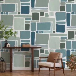 2 lés de papier peint intissé bleu 96x270cm Dédales - Edito