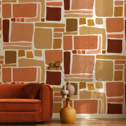 2 lés de papier peint intissé terracotta 96x270cm Dédales - Edito