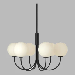 Lustre en acier noir et verre flottant 60cm Ballon - Herstal