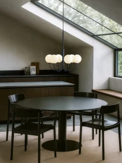 Lustre en acier noir et verre flottant 60cm Ballon - Herstal
