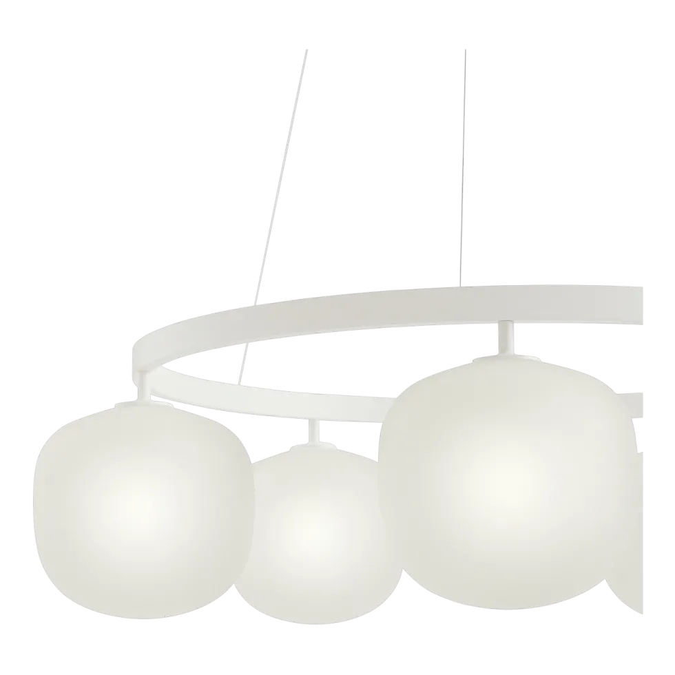 Lustre en aluminium blanc et verre soufflé Rime - Muuto
