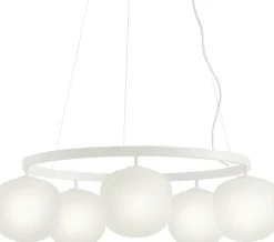 Lustre en aluminium blanc et verre soufflé Rime - Muuto