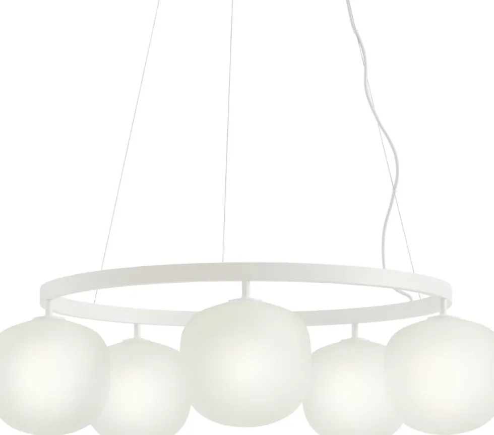 Lustre en aluminium blanc et verre soufflé Rime - Muuto