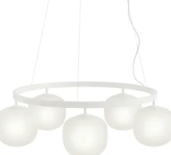 Lustre en aluminium blanc et verre soufflé Rime - Muuto