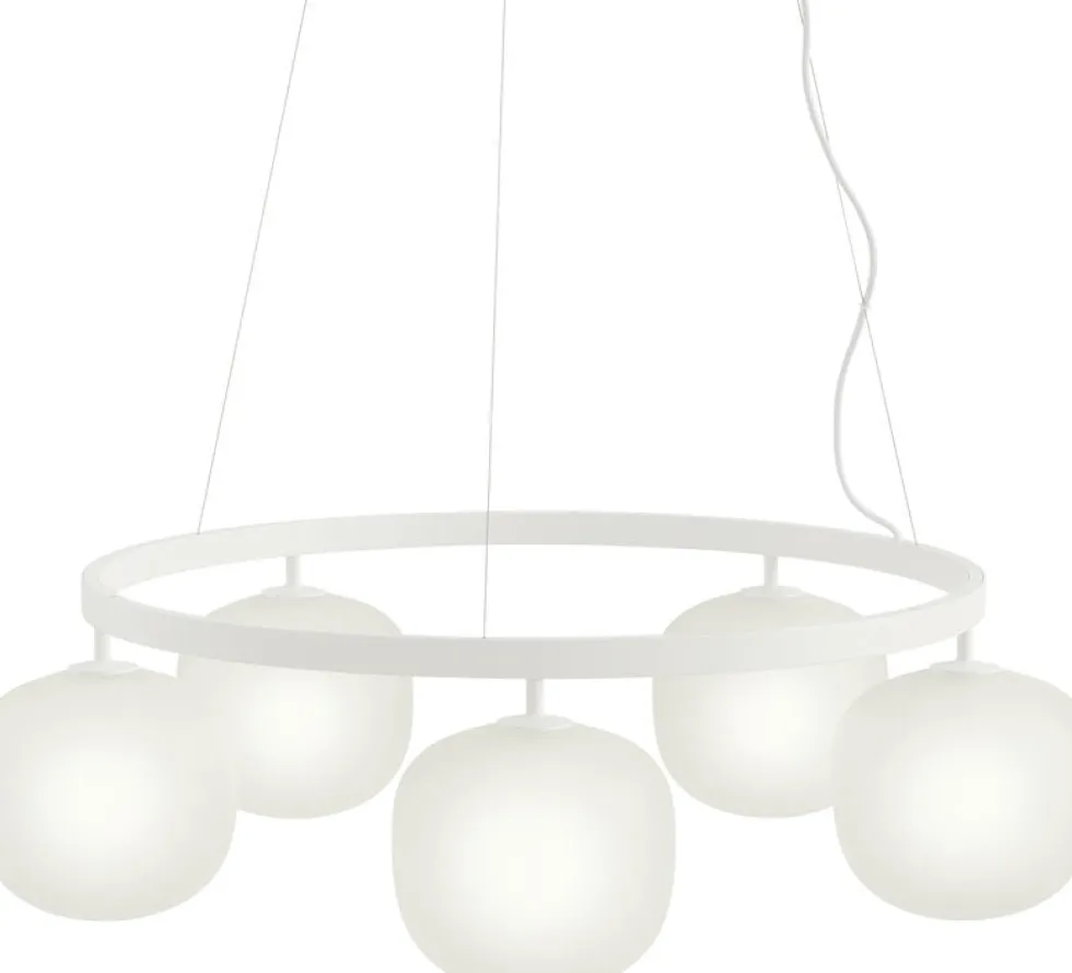 Lustre en aluminium blanc et verre soufflé Rime - Muuto