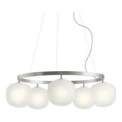 Lustre en aluminium gris et verre soufflé Rime - Muuto