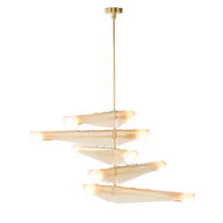 Lustre à 5 niveaux en laiton et verre rose crépuscule Sycamore - Tala