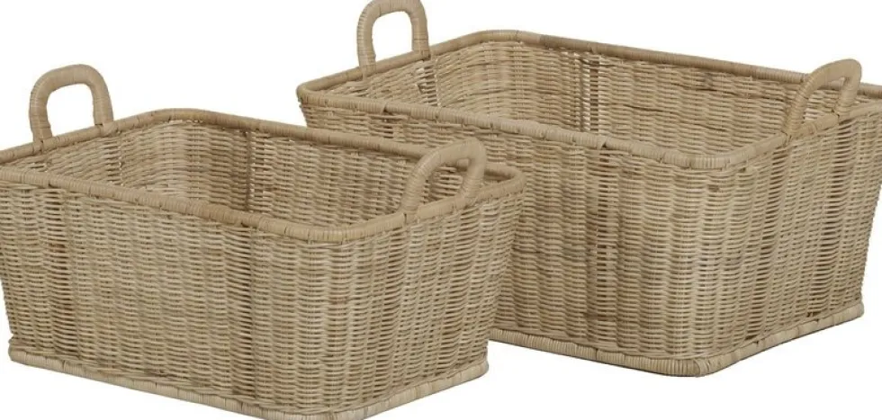 2 Mannes à linge en rotin naturel - KOK