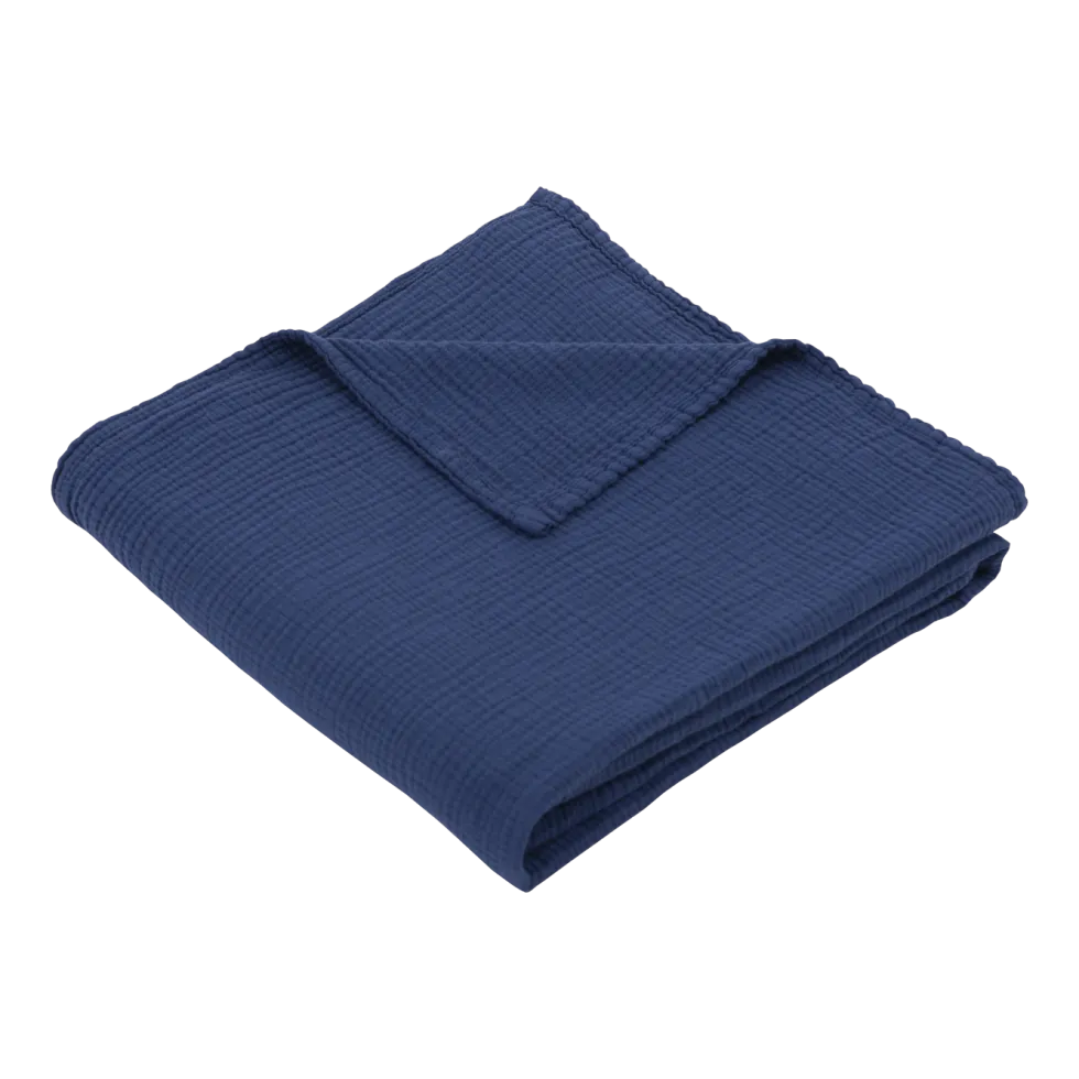 Maxi-lange en gaze de coton 120 x 120 cm bleu marine Les Petits - The Cool Republic
