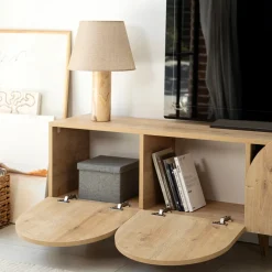Meuble en bois beige avec pieds 180x35x50cm Mesta - Home Design