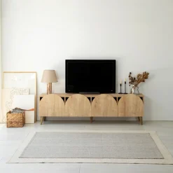 Meuble en bois beige avec pieds 180x35x50cm Mesta - Home Design