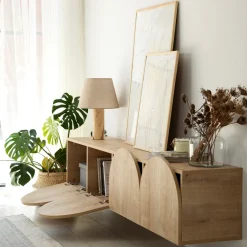 Meuble en bois beige 180x35cm Mesta - Home Design