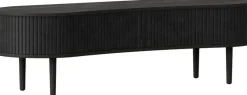Meuble télévision en chêne noir et cuir noir 40 x 140 cm Audacious - UMAGE