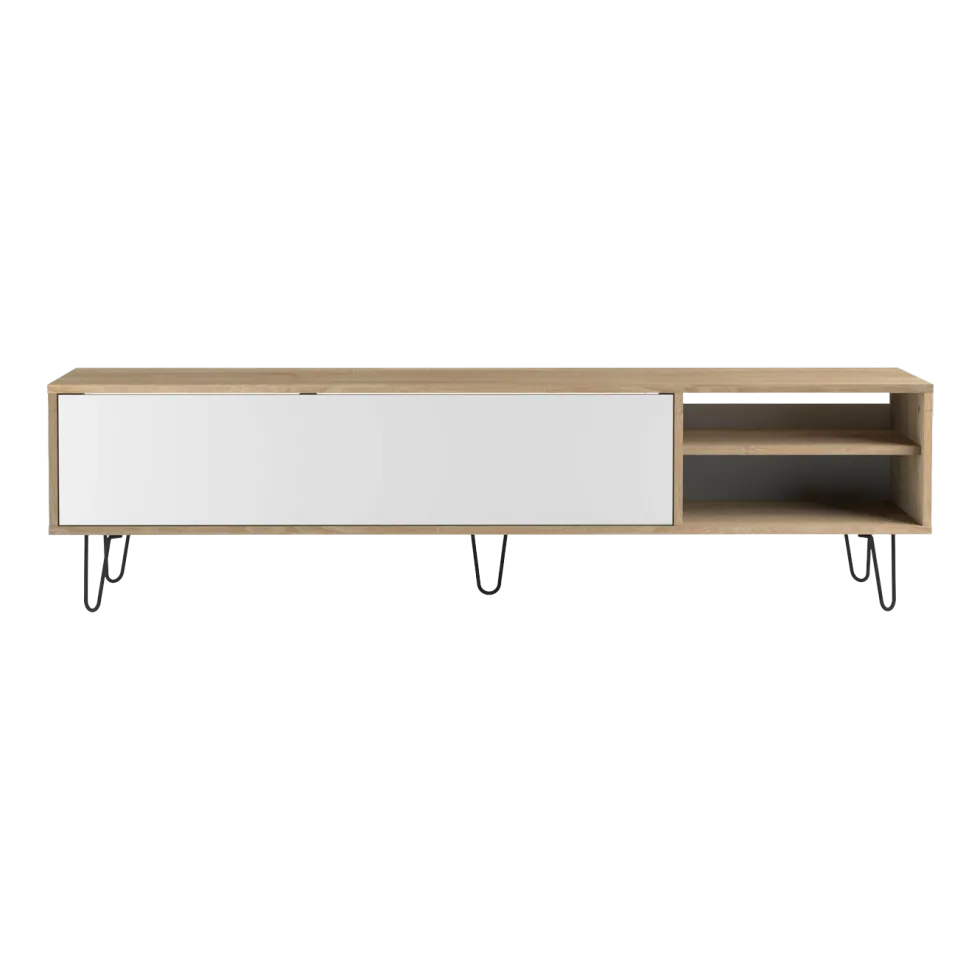 Meuble tv blanc et chêne Aero - TEMAHOME
