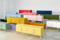 Meuble tv en acier blanc craie 162x40x57cm The Standard - Mustard Made
