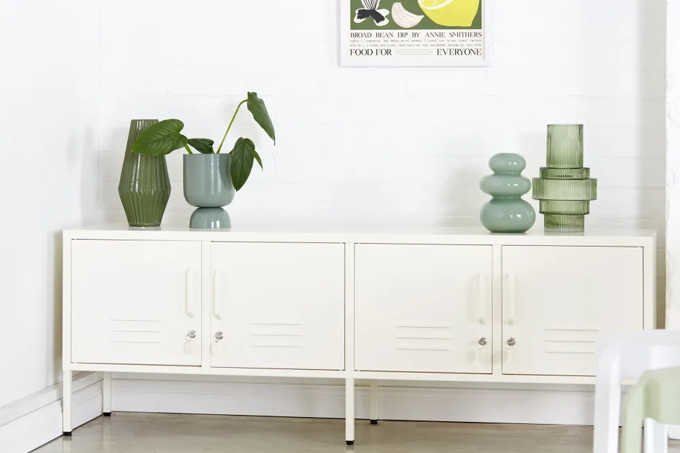 Meuble tv en acier blanc craie 162x40x57cm The Standard - Mustard Made