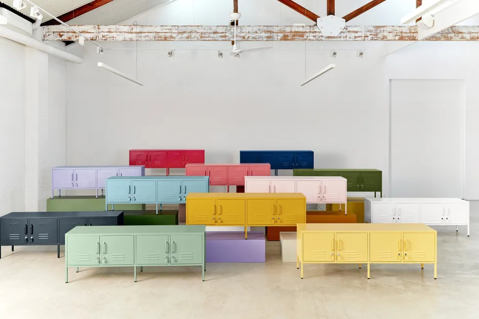 Meuble tv en acier blanc craie 162x40x57cm The Standard - Mustard Made