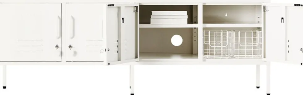 Meuble tv en acier blanc craie 162x40x57cm The Standard - Mustard Made