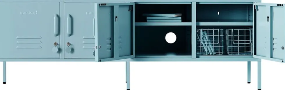 Meuble tv en acier bleu océan 162x40x57cm The Standard - Mustard Made