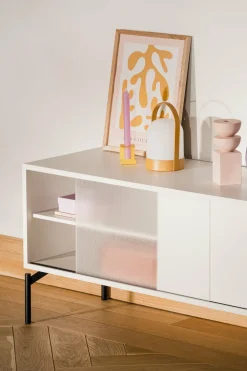 Meuble TV en acier gris amande Met Mini - noo.ma