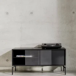 Meuble TV en acier noir volcan Met Mini - noo.ma
