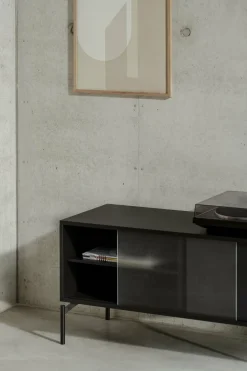 Meuble TV en acier noir volcan Met Mini - noo.ma