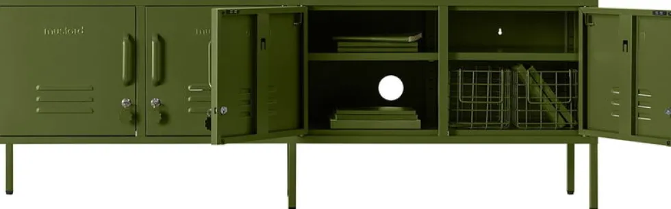 Meuble tv en acier vert olive 162x40x57cm The Standard - Mustard Made