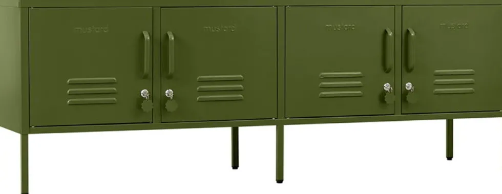 Meuble tv en acier vert olive 162x40x57cm The Standard - Mustard Made
