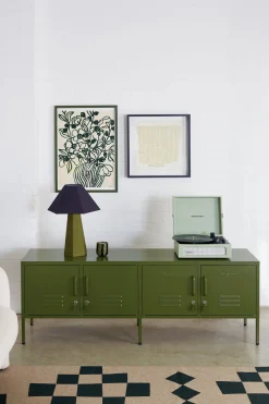 Meuble tv en acier vert olive 162x40x57cm The Standard - Mustard Made