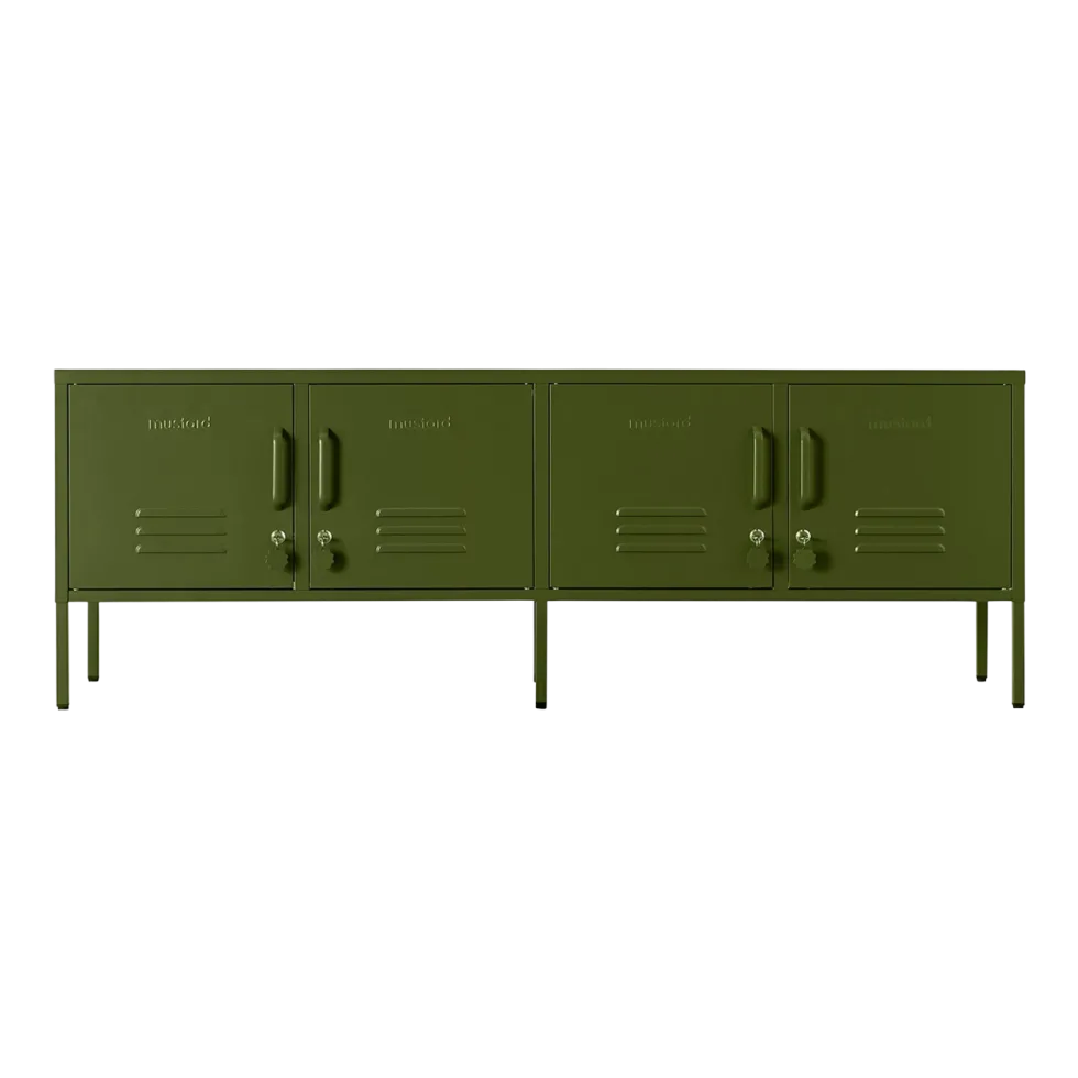 Meuble tv en acier vert olive 162x40x57cm The Standard - Mustard Made
