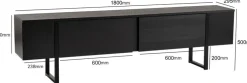 Meuble tv en bois noir 180x29,5x50cm Serenity - Home Design