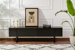 Meuble tv en bois noir 180x29,5x50cm Serenity - Home Design