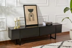 Meuble tv en bois noir 180x29,5x50cm Serenity - Home Design