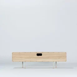 Meuble TV en chêne blanchi huilé et linoléum gris 45 x 160 cm Fina - Gazzda