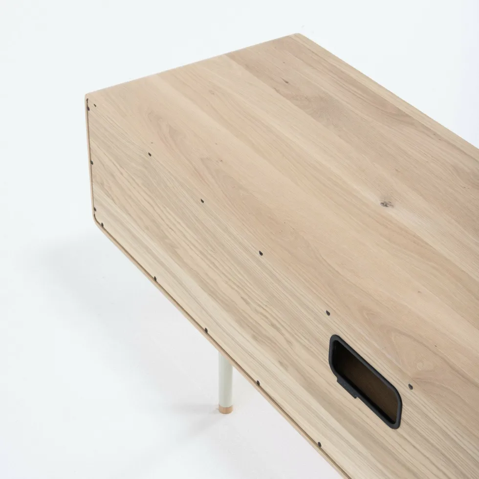 Meuble TV en chêne blanchi huilé et linoléum gris 45 x 160 cm Fina - Gazzda