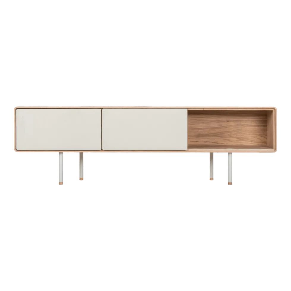 Meuble TV en chêne blanchi huilé et linoléum gris 45 x 160 cm Fina - Gazzda
