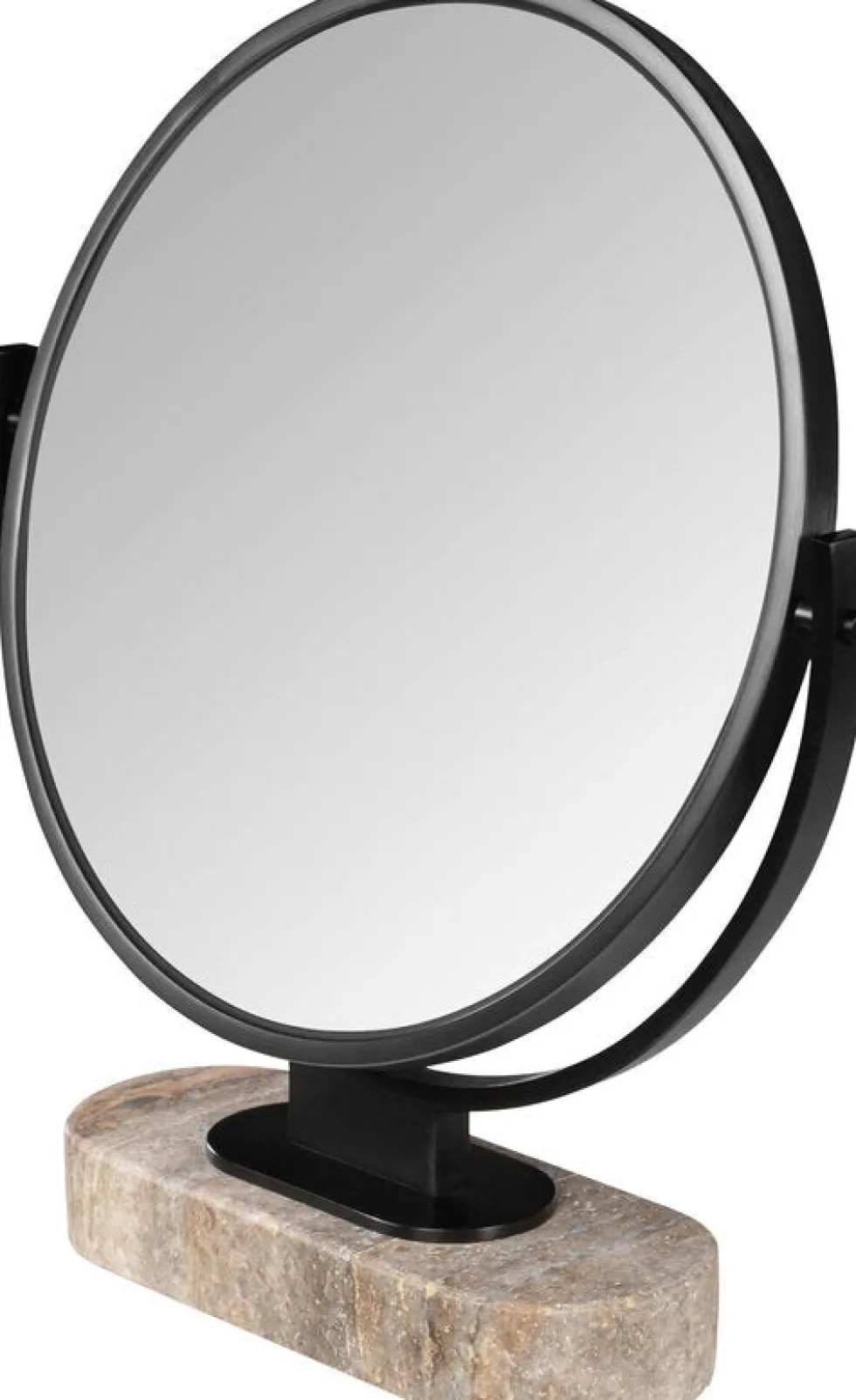 Miroir à poser en acier chrome noir brossé et travertin gris 45x51cm Leila - Versmissen