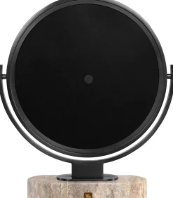Miroir à poser en acier chrome noir brossé et travertin gris 45x51cm Leila - Versmissen