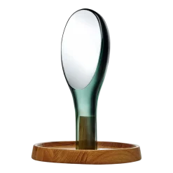 Miroir vert avec support en chêne Moon - Nude Glass