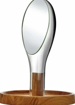 Miroir vert avec support en chêne Moon - Nude Glass