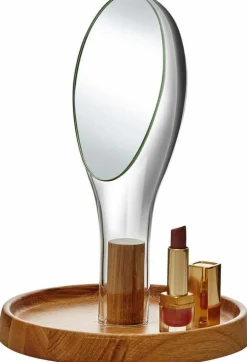 Miroir vert avec support en chêne Moon - Nude Glass