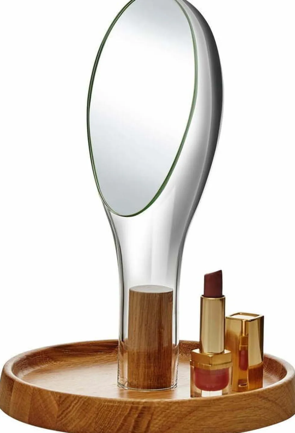 Miroir vert avec support en chêne Moon - Nude Glass