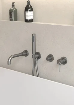Mitigeur de baignoire à encastrer 4 trous en laiton gun métal Corbeau - Kroos
