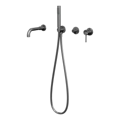 Mitigeur de baignoire à encastrer 4 trous en laiton gun métal Corbeau - Kroos