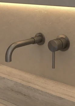 Mitigeur lavabo mural en laiton gun métal Corbeau - Kroos