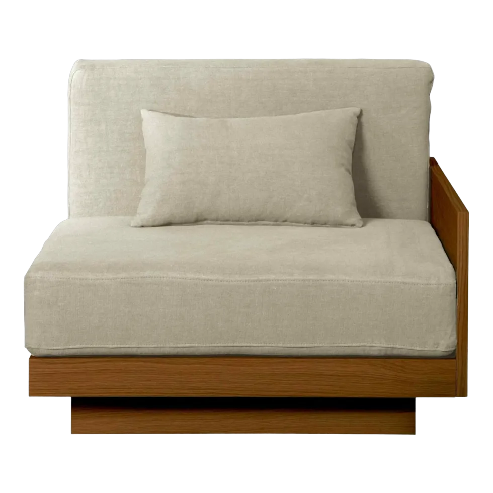 Module avec accoudoir d'extérieur en Iroko et toile Naturel Georges - Gabrielle Paris