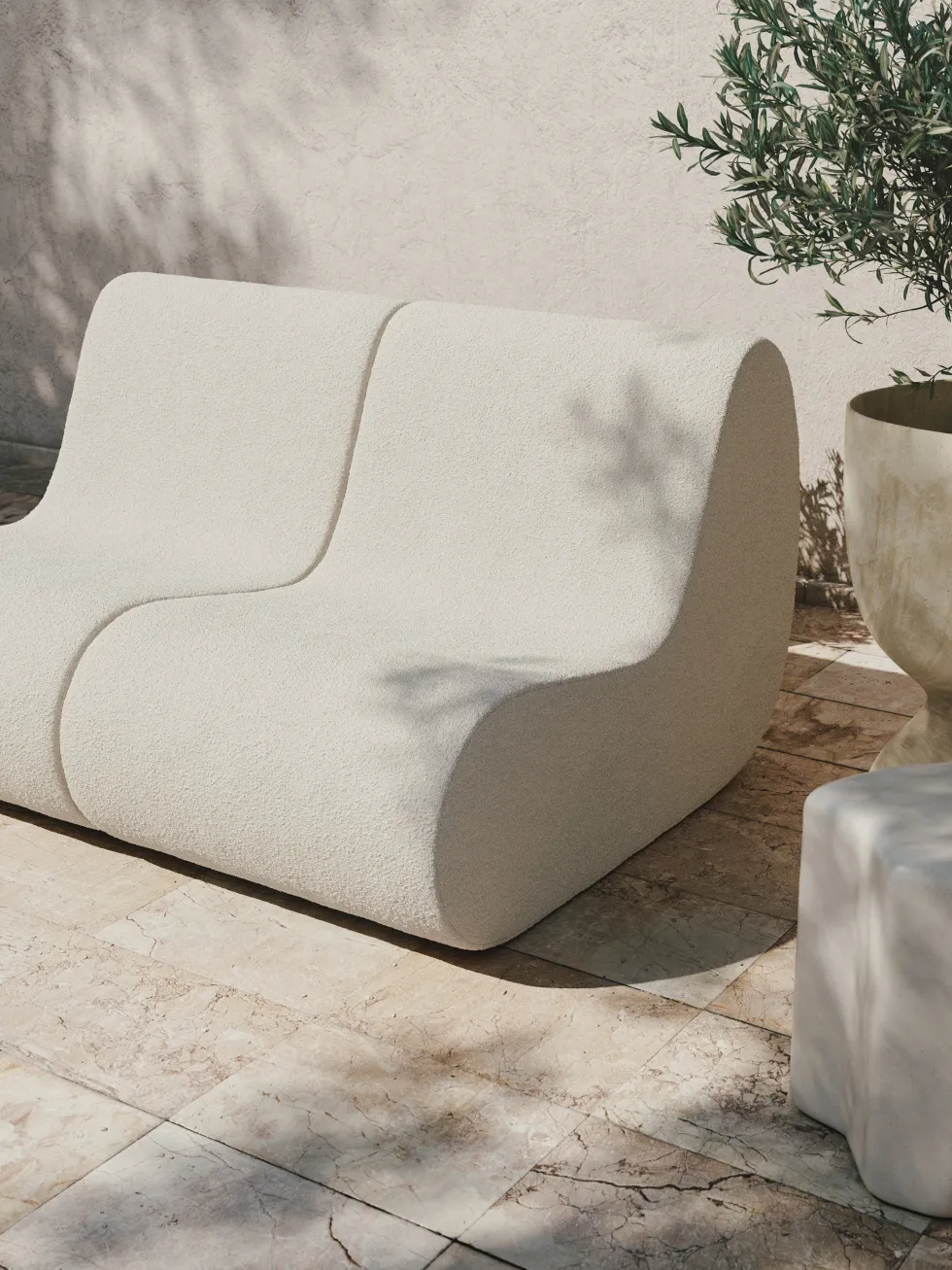 Module central d'extérieur en bouclettes blanches Rouli - Ferm living